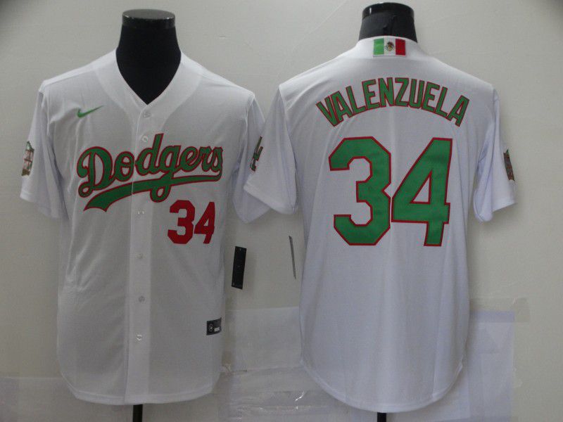 Men Los Angeles Dodgers #34 Valenzuela White Game 2021 Nike MLB Jerseys
